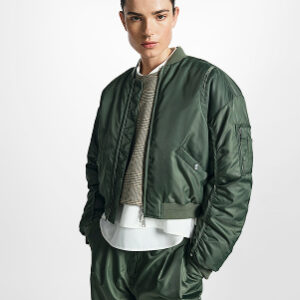 Cropped Nylon Bomber Jacket
